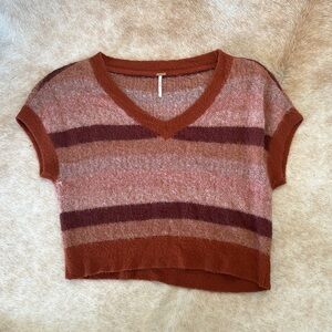 FREE PEOPLE THROUGH THE MOTION Knitted Brown Striped Vest